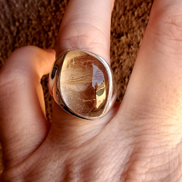 New Men's Golden Rutile 925 Silver Ring. - Picture 13 of 16